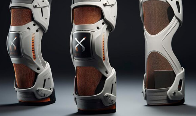 Protective shin guards for a high-impact sport like hockey or soccer Protective shin guards for a high-impact sport like hockey or soccer